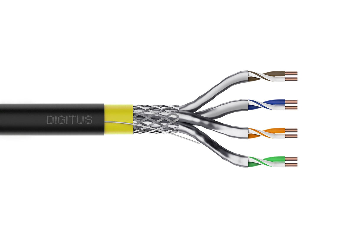 Bobina Cat 7a S-Ftp 1000m Exterior Negro, Awg22/1, Lszh, Dca, Pe, Poe, Poe+, 4ppoe Digitus