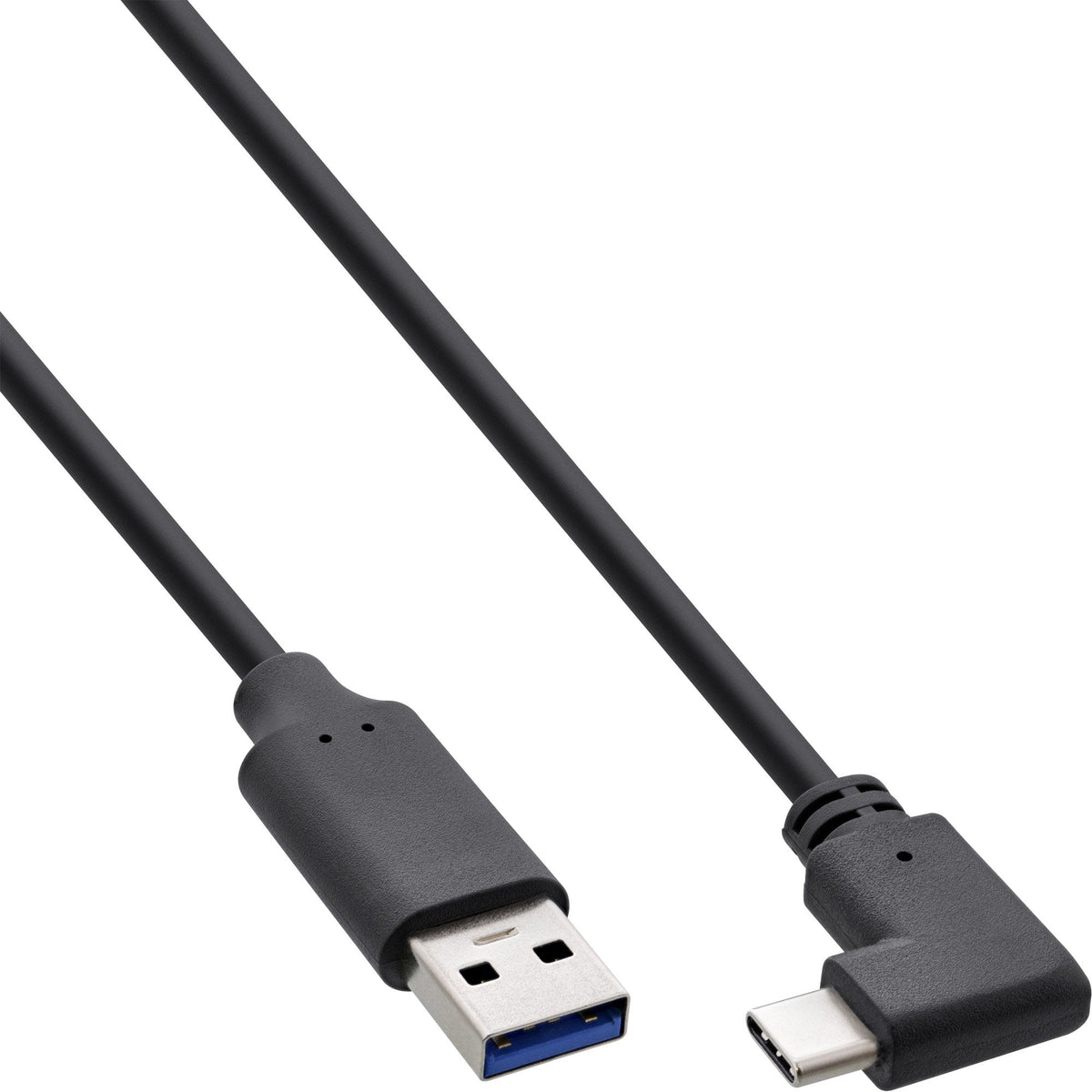 Cable Inline Usb 3.2, Usb Tipo C Macho En Ángulo A Macho A, Negro, 0,3 M