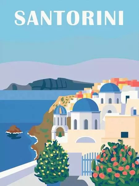 Edición De Lienzo De Ravensburger Creart - Shades Of Santorini, Pintura 23906