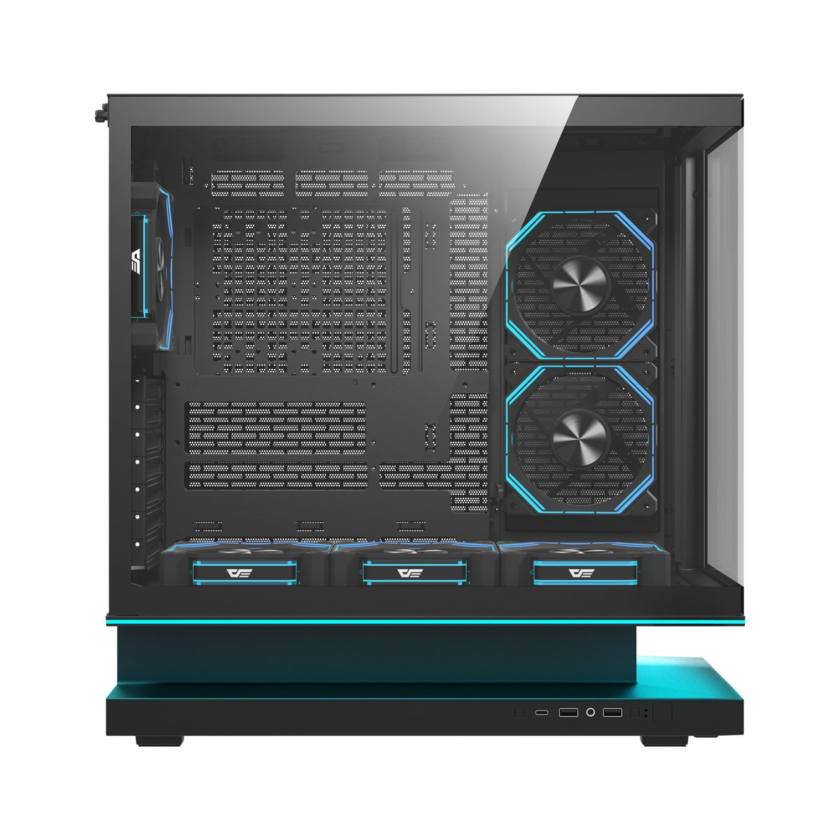 Caja Semitorre Atx Floatron F1 A-Rgb Negro Darkflash Int: 3x2'5, 2x3'5 / 1xusb-C, 2xusb3.0 / Audio Hd In/Out / Negro