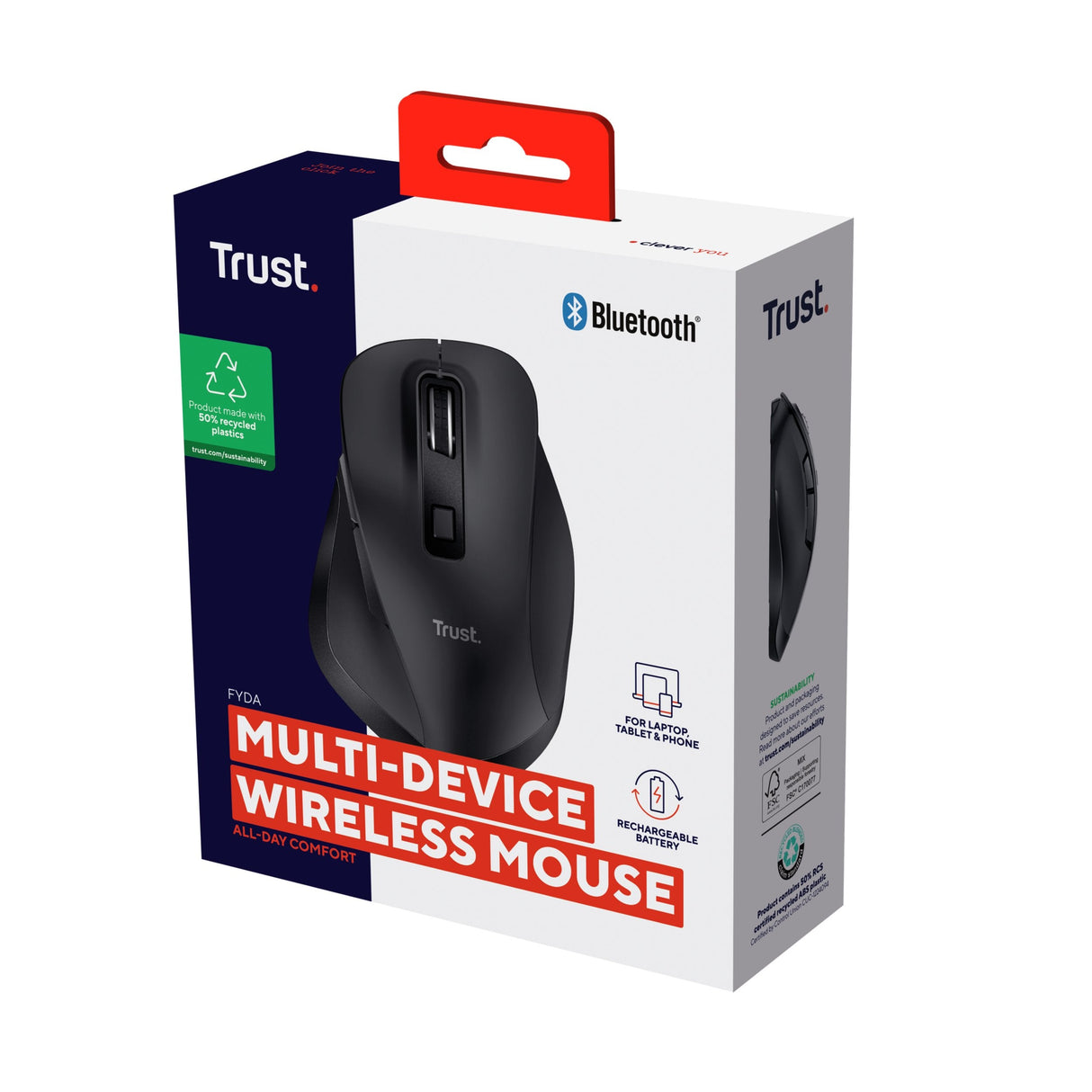 Raton Optico Fyda Wireless Multidispositivo Negro Trust <Span Data-Teams='True'>Bluetooth</Span>/ Dpi 800-2400