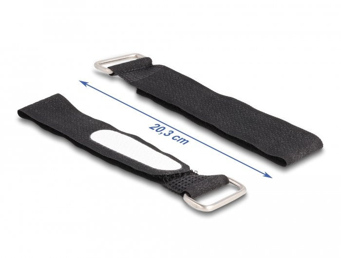 Delock Klettcablebinder Mit Schlaufe Und Beschriftungsfeld L 203 X B 20 Mm Schwarz 5 Stück