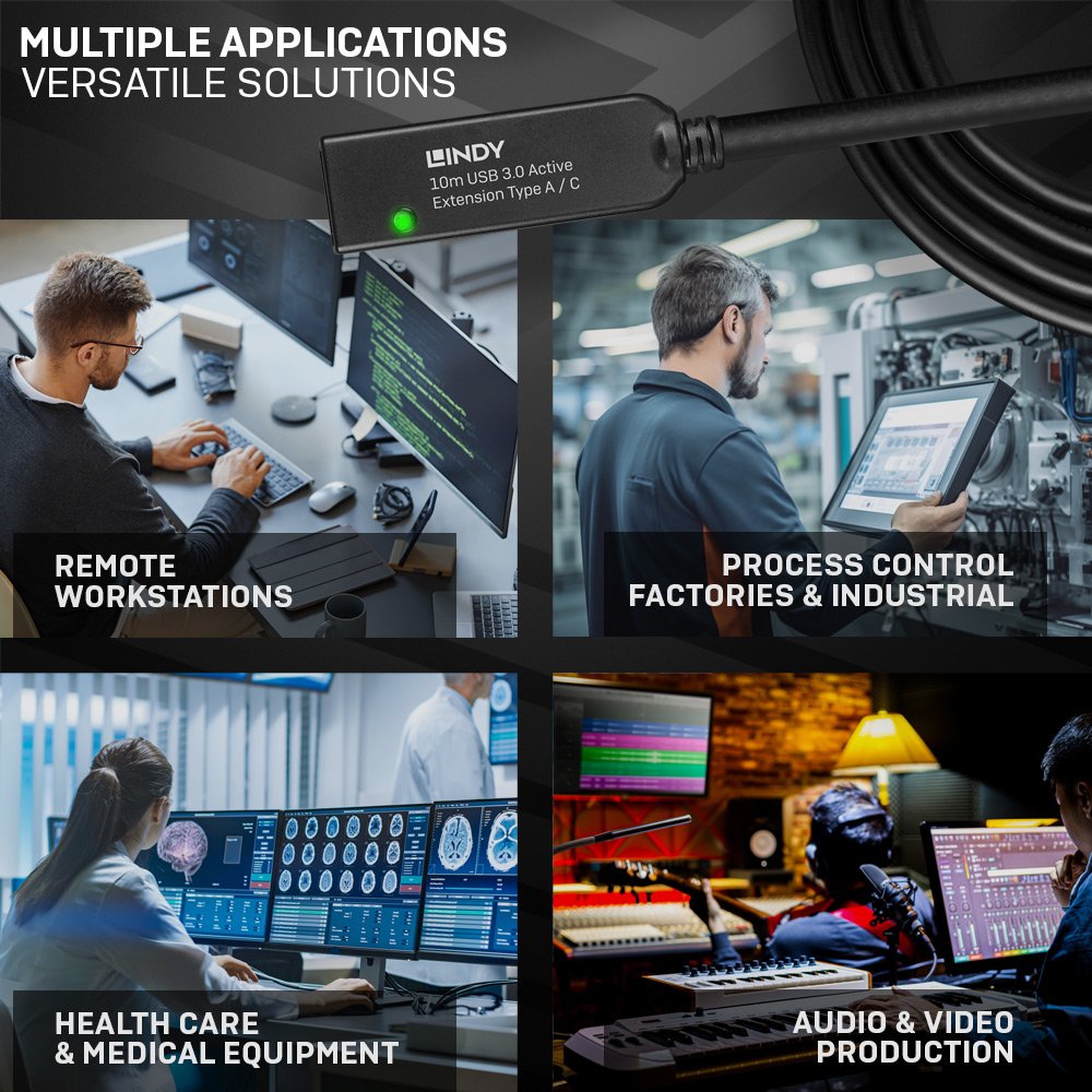 Lindy 43376 Cable Usb 10 M Usb 3.2 Gen 1 (3.1 Gen 1) Usb A Usb C Negro