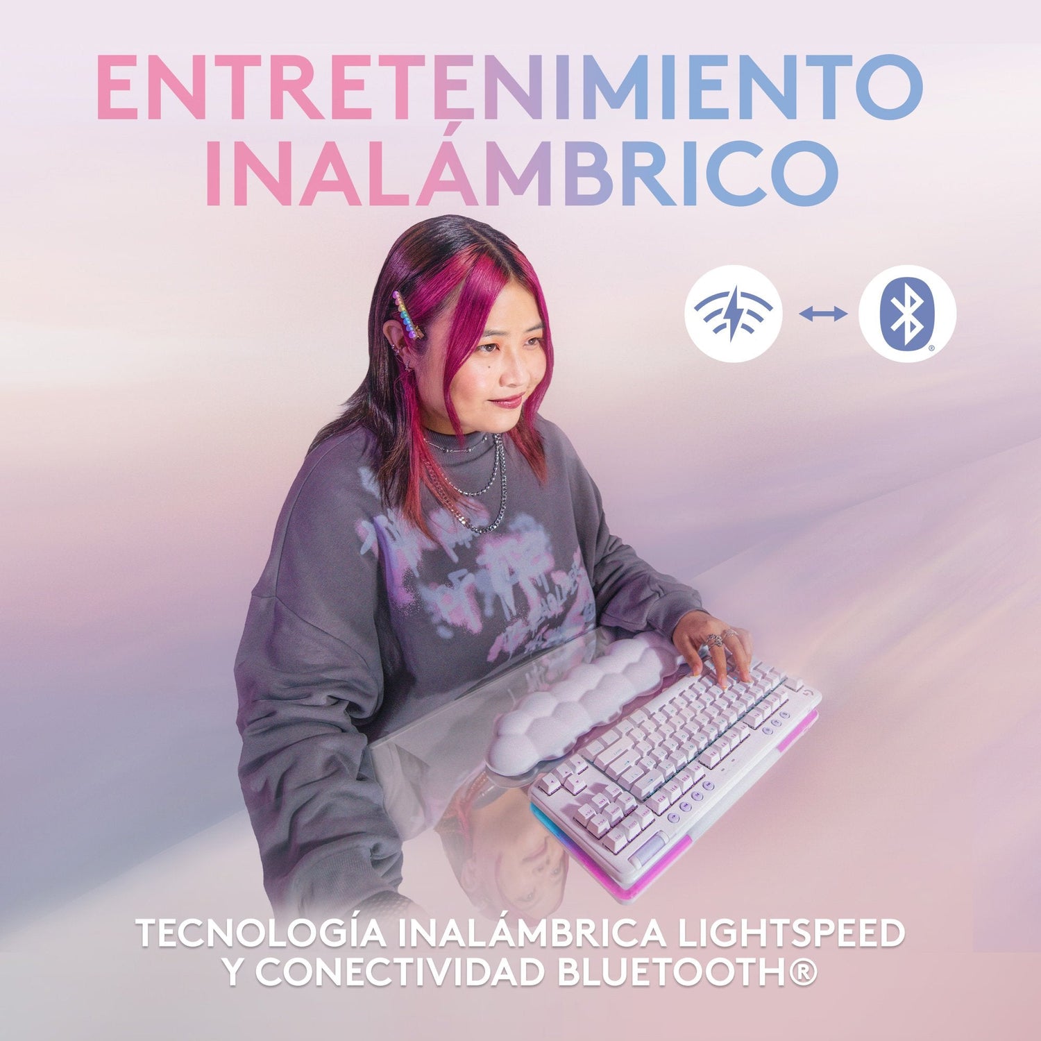 Logitech G G715 Teclado Sin Teclado Numérico Retroiluminación Bluetooth 2.4 Ghz Qwerty Español Interruptor: Tactile Blanco