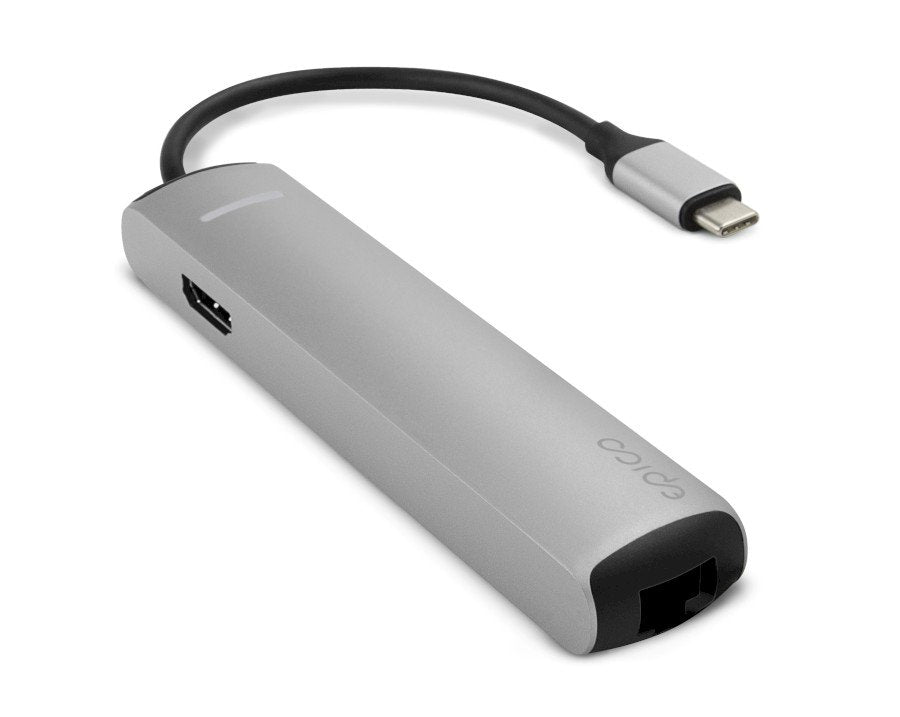 Epico Hub Usb-C A 4k Hdmi 3usb-A Usb-C Ethernet - Plata
