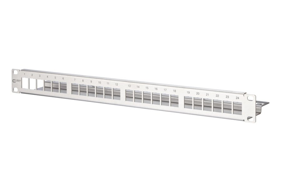 Metz Connect Keystone Modulooträger 19" 24 Port 1he, Edelstahl, Leer, Geschirmt