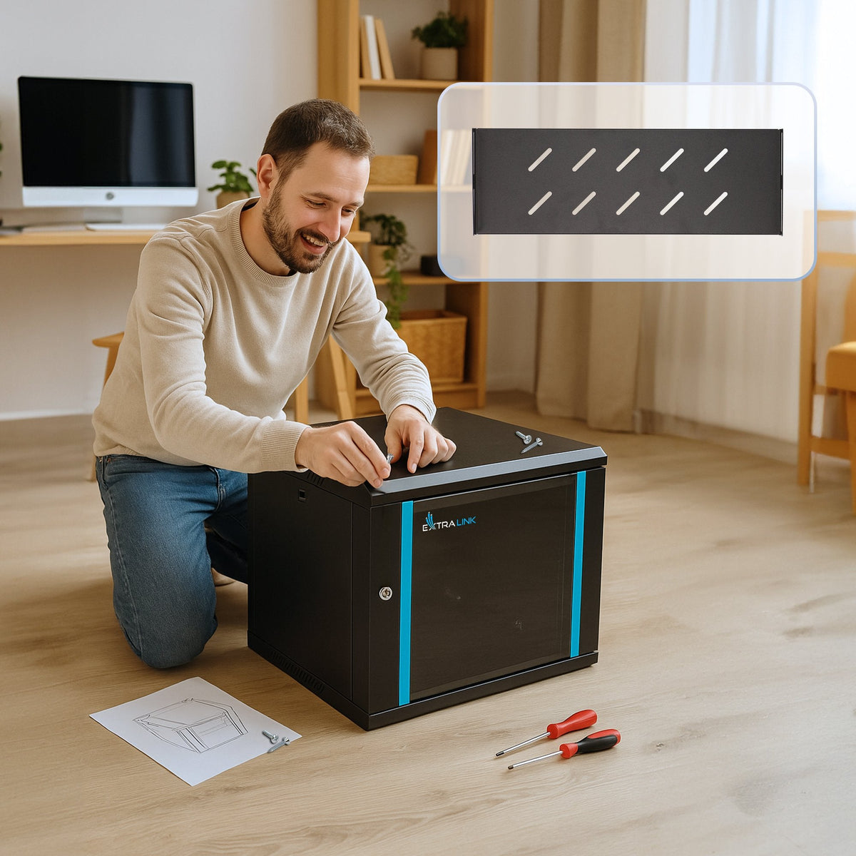 Lite 12u 530x400 Negro Rack-Armario Zur Montaje En Pared, Bandeja De Rack Im Lieferumfang Enthalten