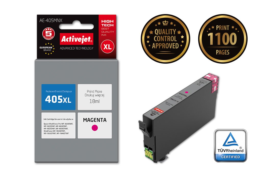 Tinta Activejet Ae-405mnx (Reemplazo Para Epson 405xl C13t05h34010 - Supreme - 18ml - Magenta)