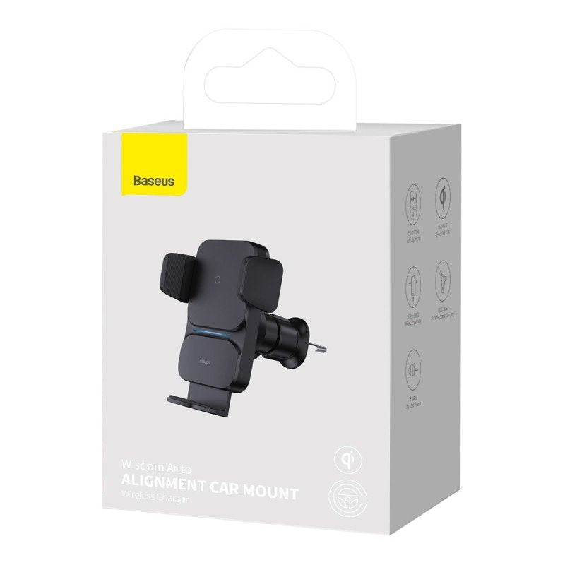 Baseus Car Mount Wireless Charger Wisdom Auto Alignment Air Outlet Base Qi 15w Black (Cgzx000001)