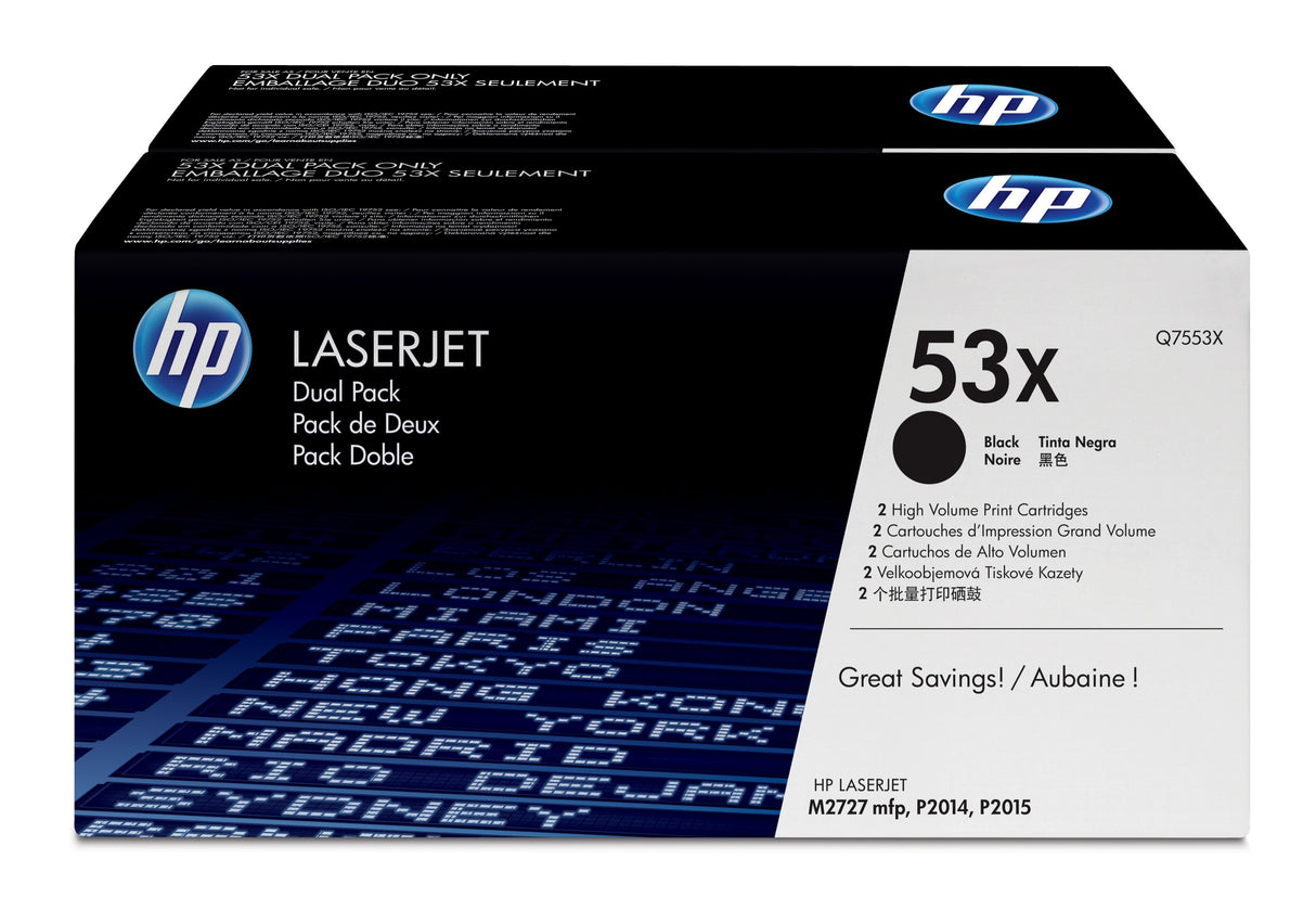 EAN 0883585945016 - HP 53X 2-pack High Yield Black Original LaserJet Toner Cartridges cartucho de tóner 2 pieza(s) imagen 1
