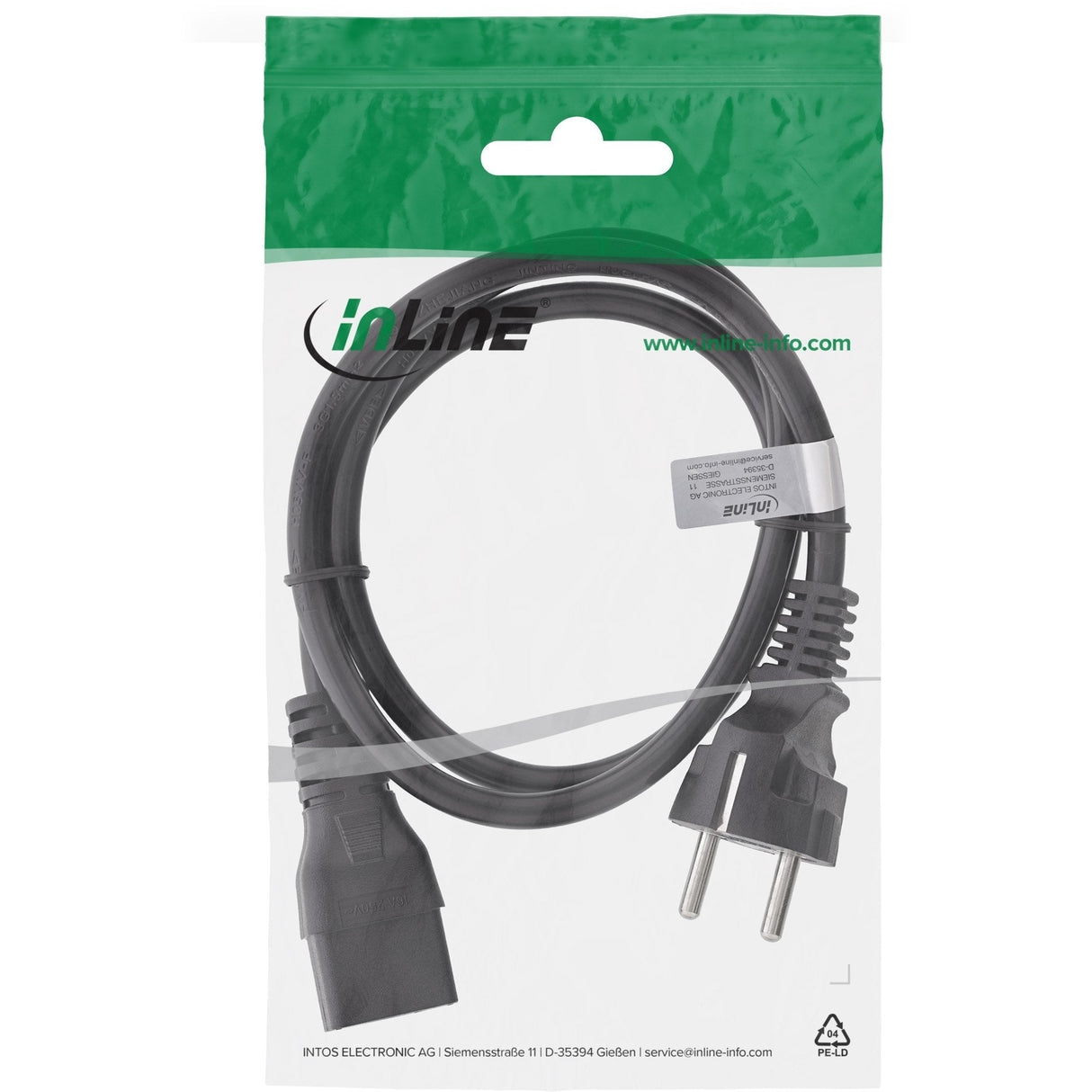 Cable De Alimentación Inline 16a Tipo F Recto A Conector Iec Iec320/C19 2m