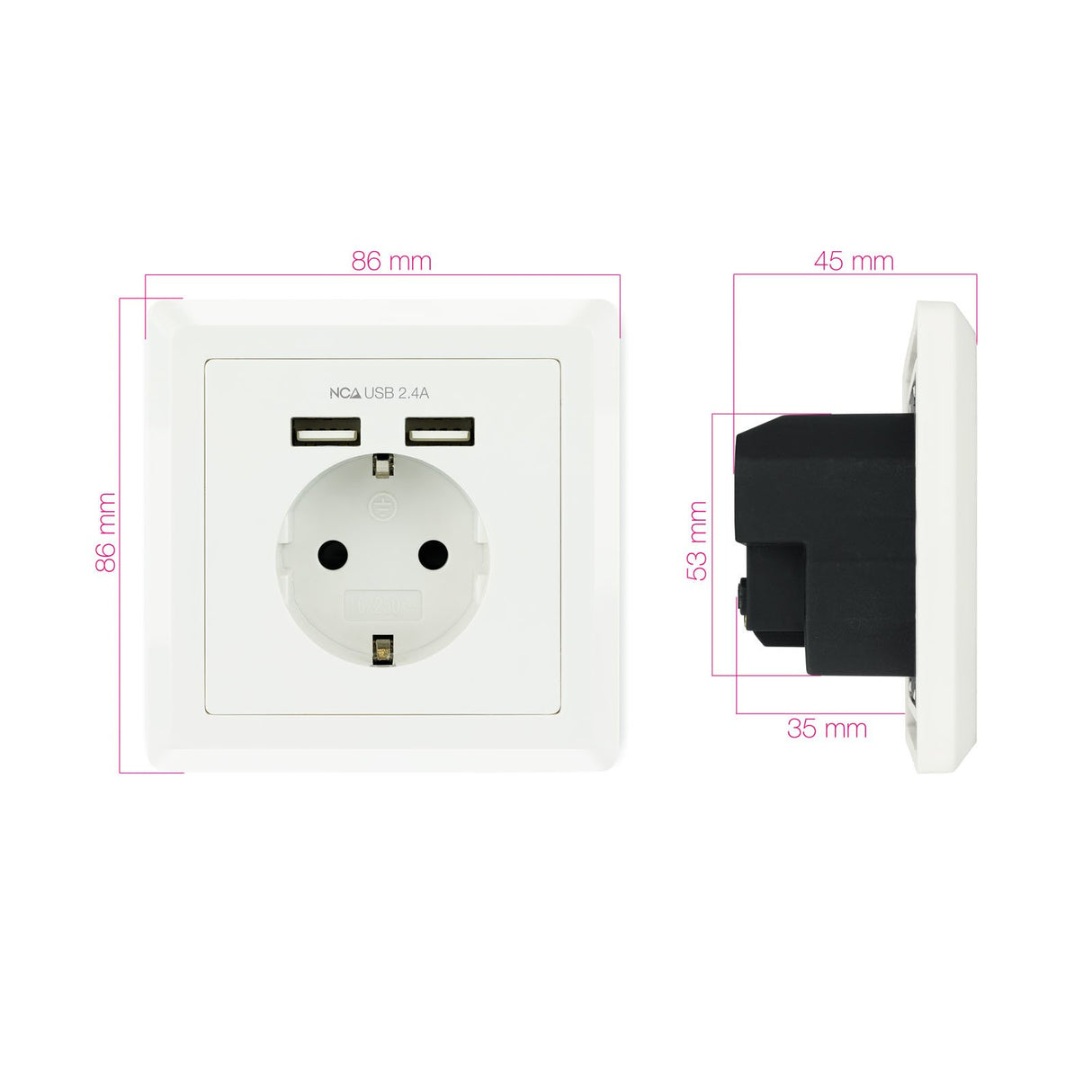 EAN 8433281009707 - Nanocable 10.35.0010 toma de corriente CEE 7/3 + USB Blanco imagen 4