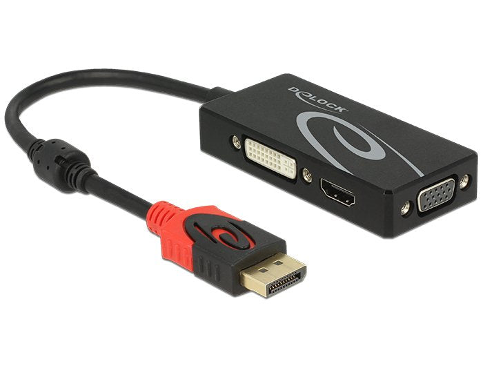 Delock Adaptador Displayport 1.2 Macho Vga / Hdmi / Dvi Hembra 4k Pasivo Negro