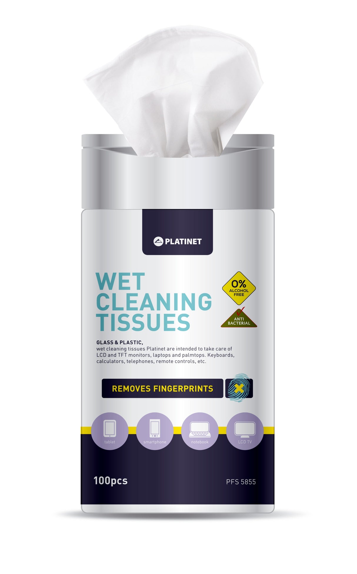 Platinet Toallitas Húmedas Tft/Lcd Plast. 100pcs