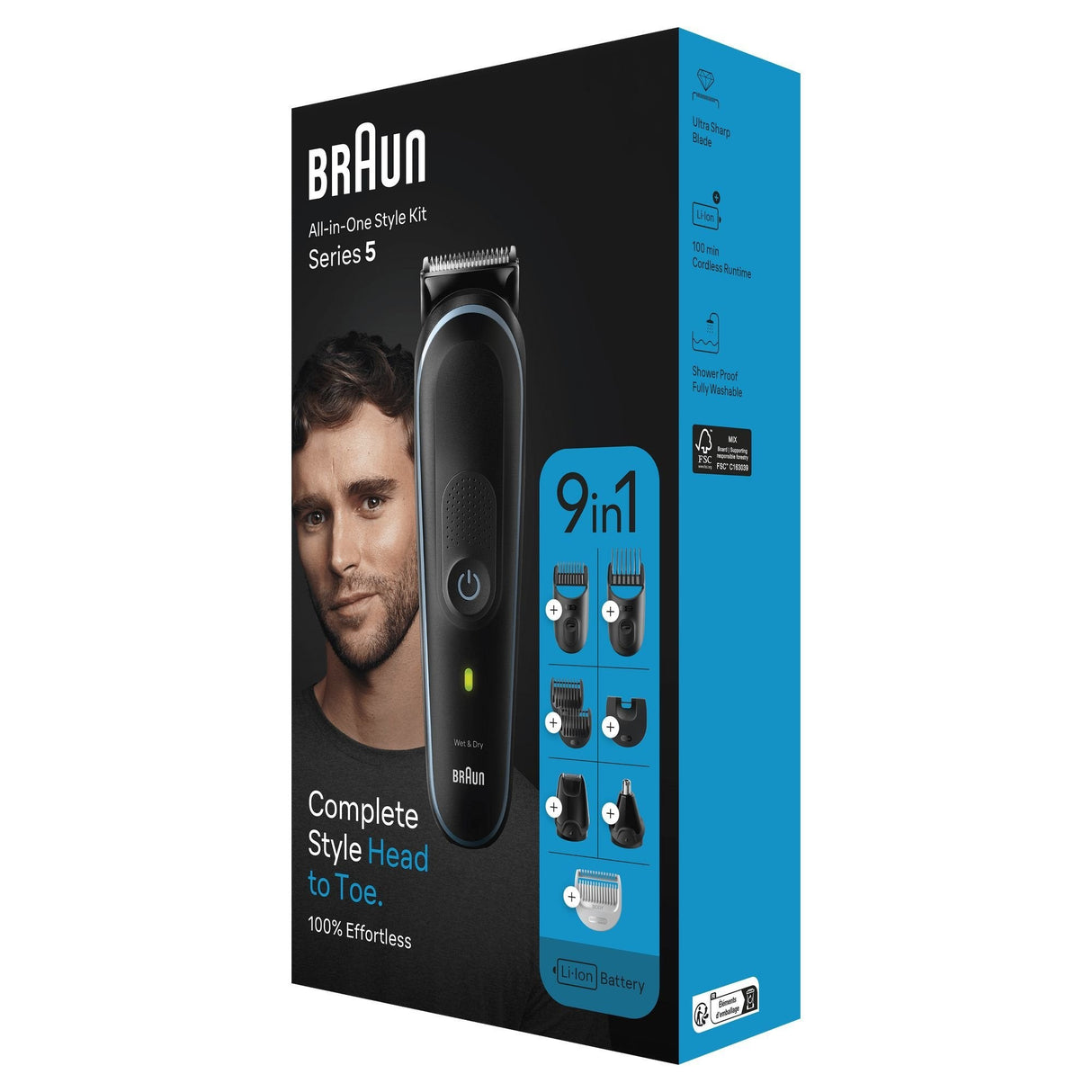 Recortadora 9 En 1 Braun Series 5 Mgk 5411 Con Batería 7 Accesorios