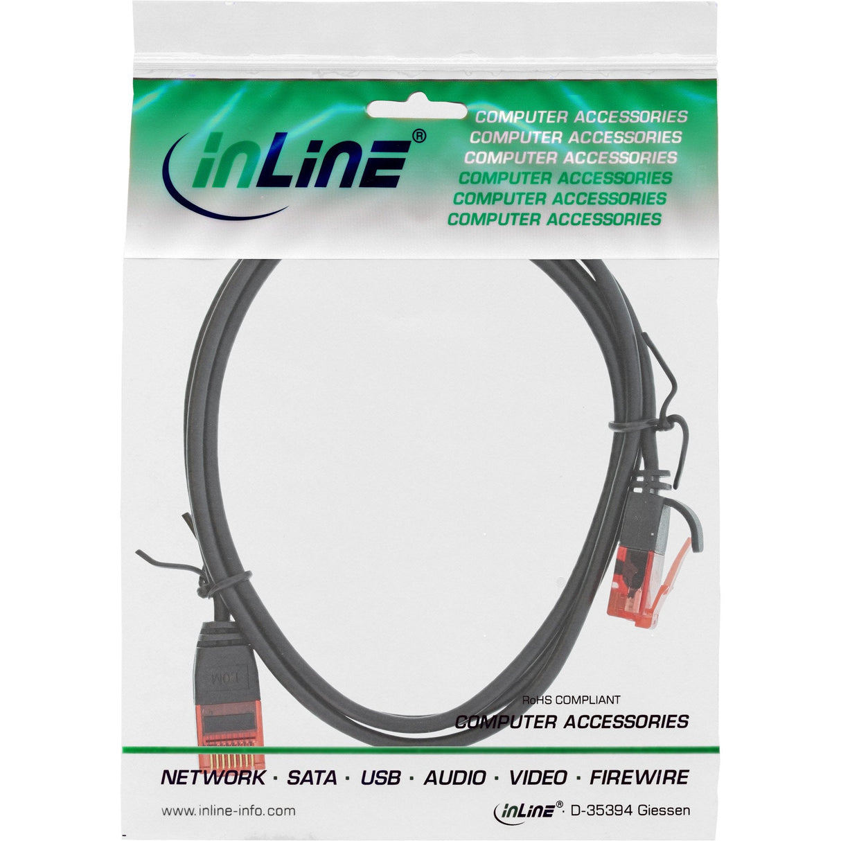 Cable De Red Inline Slim, U/Utp, Cat.6, Negro, 1m