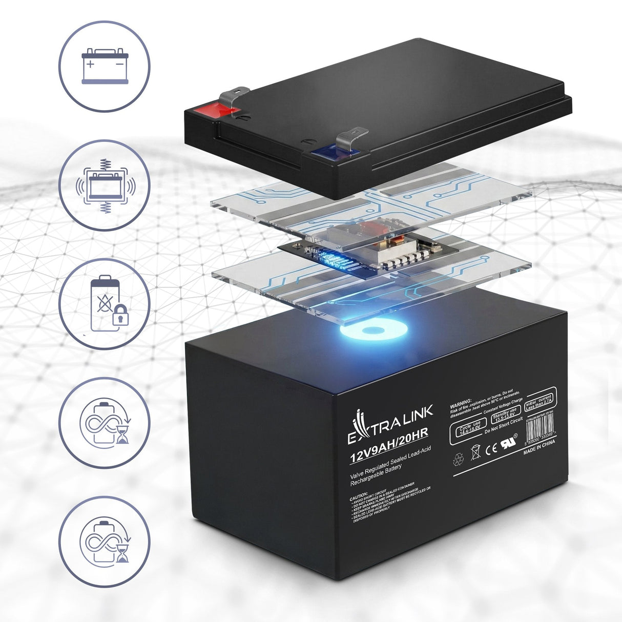Extralink Akumulator Battery Accumulator Agm 12v 9ah Sealed Lead Acid (Vrla)