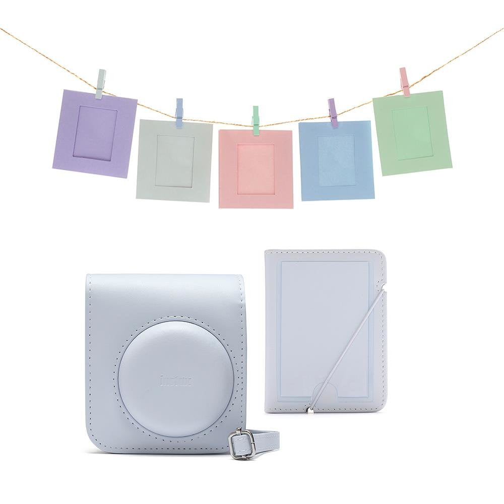 Fujifilm Instax Mini 12 Accesorios Kit Clay White Funda Instax Mini 12 + Álbum De Fotos + Paquete De 10 Tarjetas