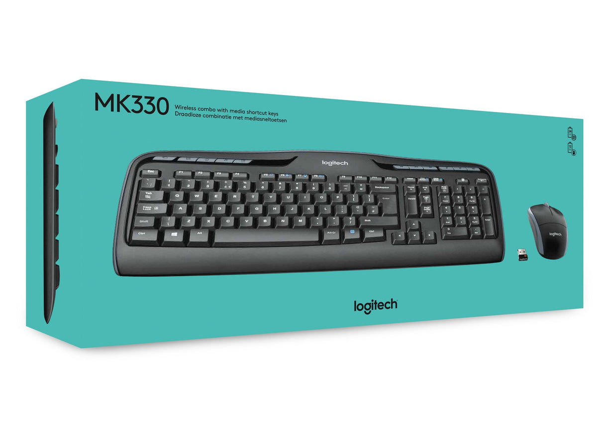 Teclado Ingles Logitech Mk330 Internacional Wireless Combo Unifying P/N:920-003989