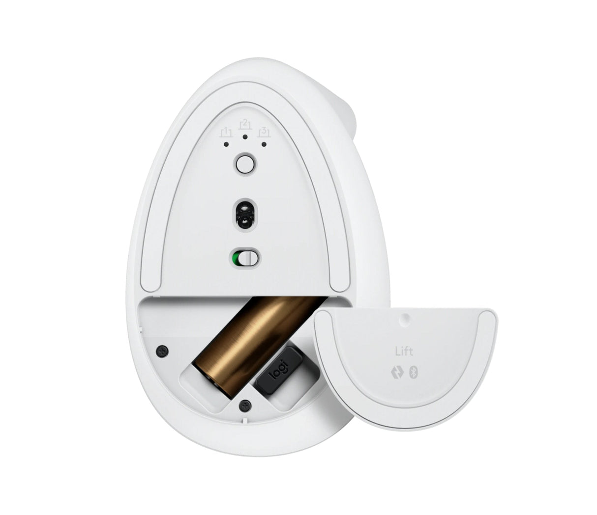 Logitech Raton Inalámbrico 6 Botones Ergonómico, Vertical, Blanco Crudo