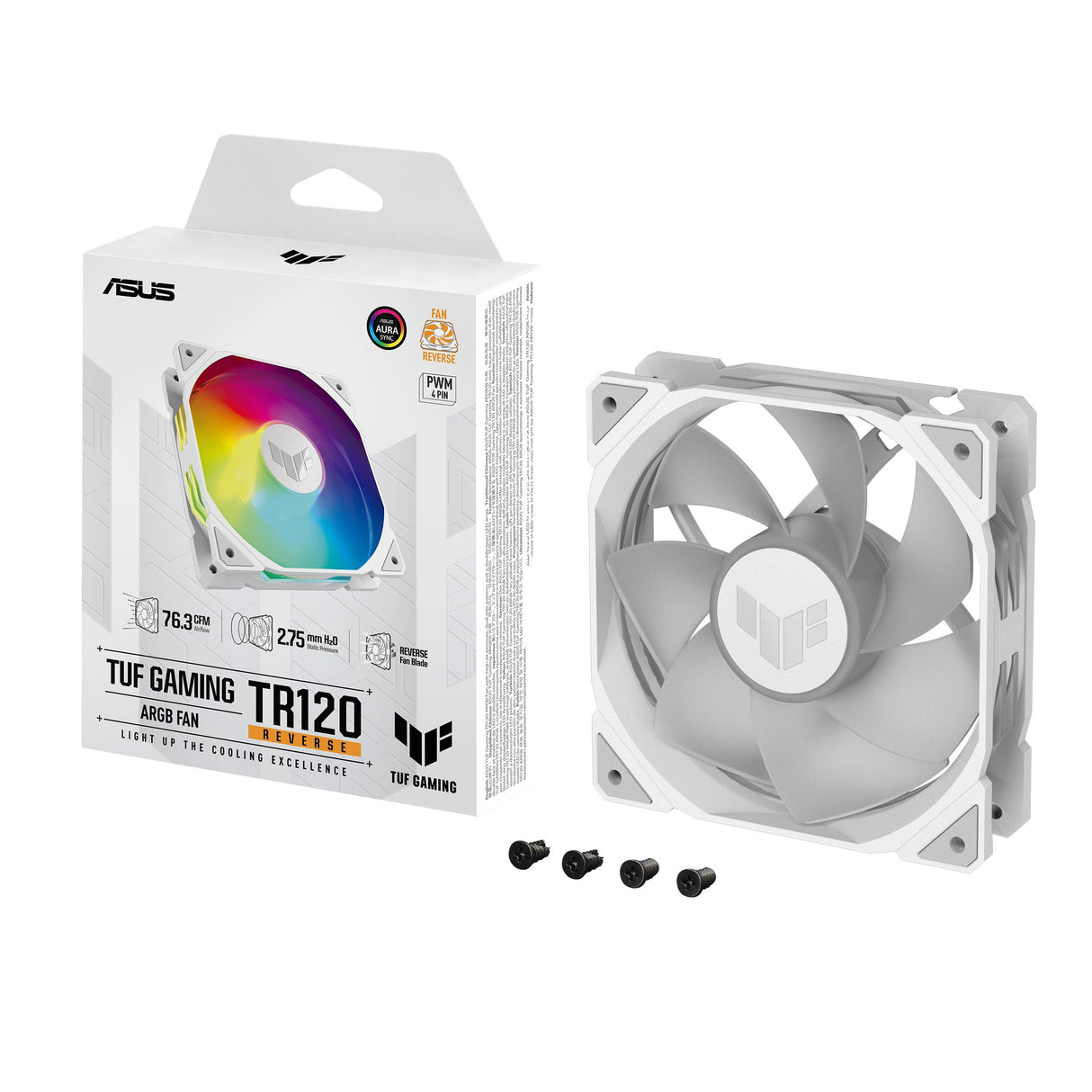 EAN 4711387543474 - ASUS TUF GAMING TR120 ARGB REVERSE 1-pack White Carcasa del ordenador Refrigerador de aire 12 cm Blanco imagen 9