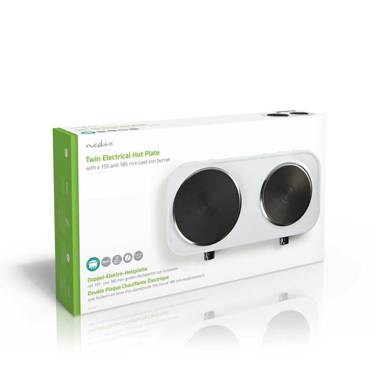 Nedis Kaep250ewt2 Hobs Blanco Encimera Hornillo Eléctrico / Placa Eléctrica 2 Zona(S)