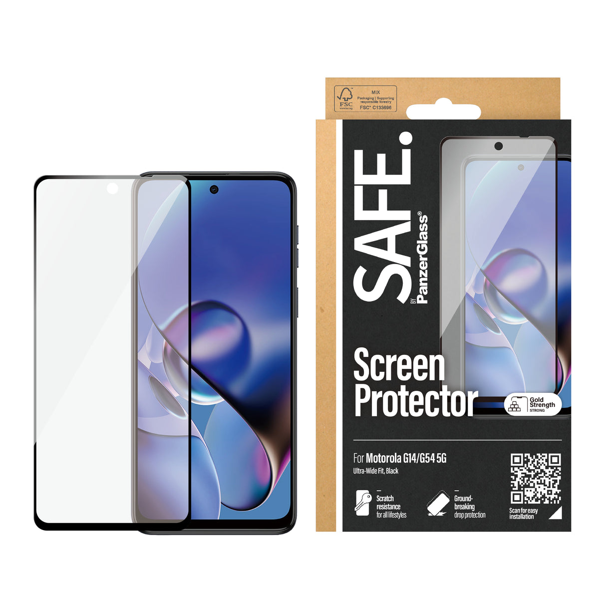 EAN 5711724956041 - PanzerGlass SAFE. by ® Screen Protector Motorola G14 4G | G54 5G | Ultra-Wide Fit Protector de pantalla 1 imagen 2