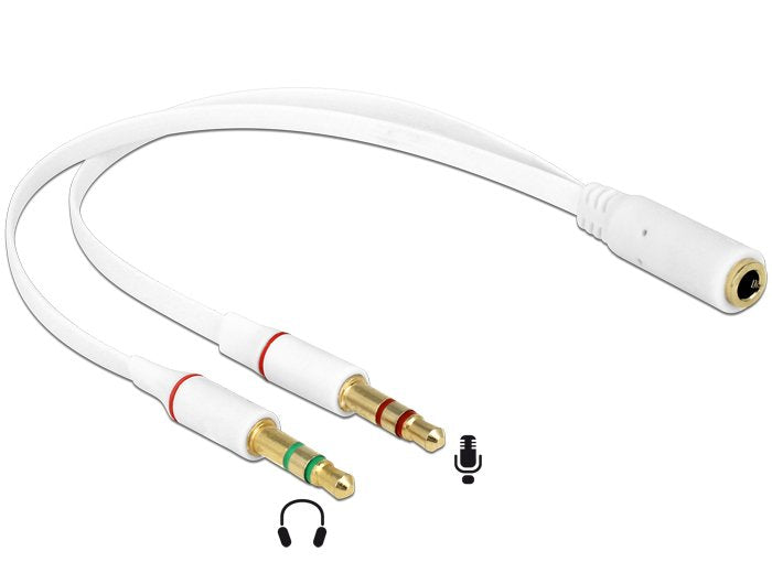 Delock 65585 Cable De Audio 0,2 M 2 X 3,5mm 3,5mm Blanco