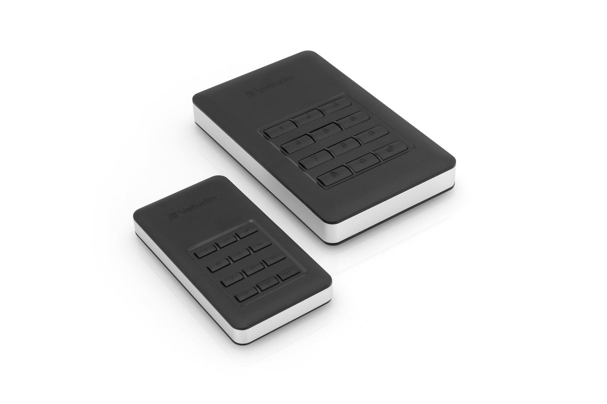 Verbatim Disco Duro Portátil Y Seguro Store Go De 1 Tb Con Teclado, Unidad De Disco Duro Negro/Plateado, 1000 Gb, Negro, Plata