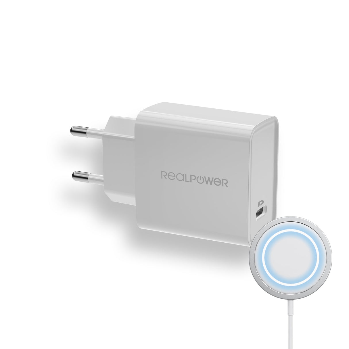 EAN 4040895008626 - RealPower PC-MagSet Universal Blanco Corriente alterna Cargador inalámbrico Interior imagen 1