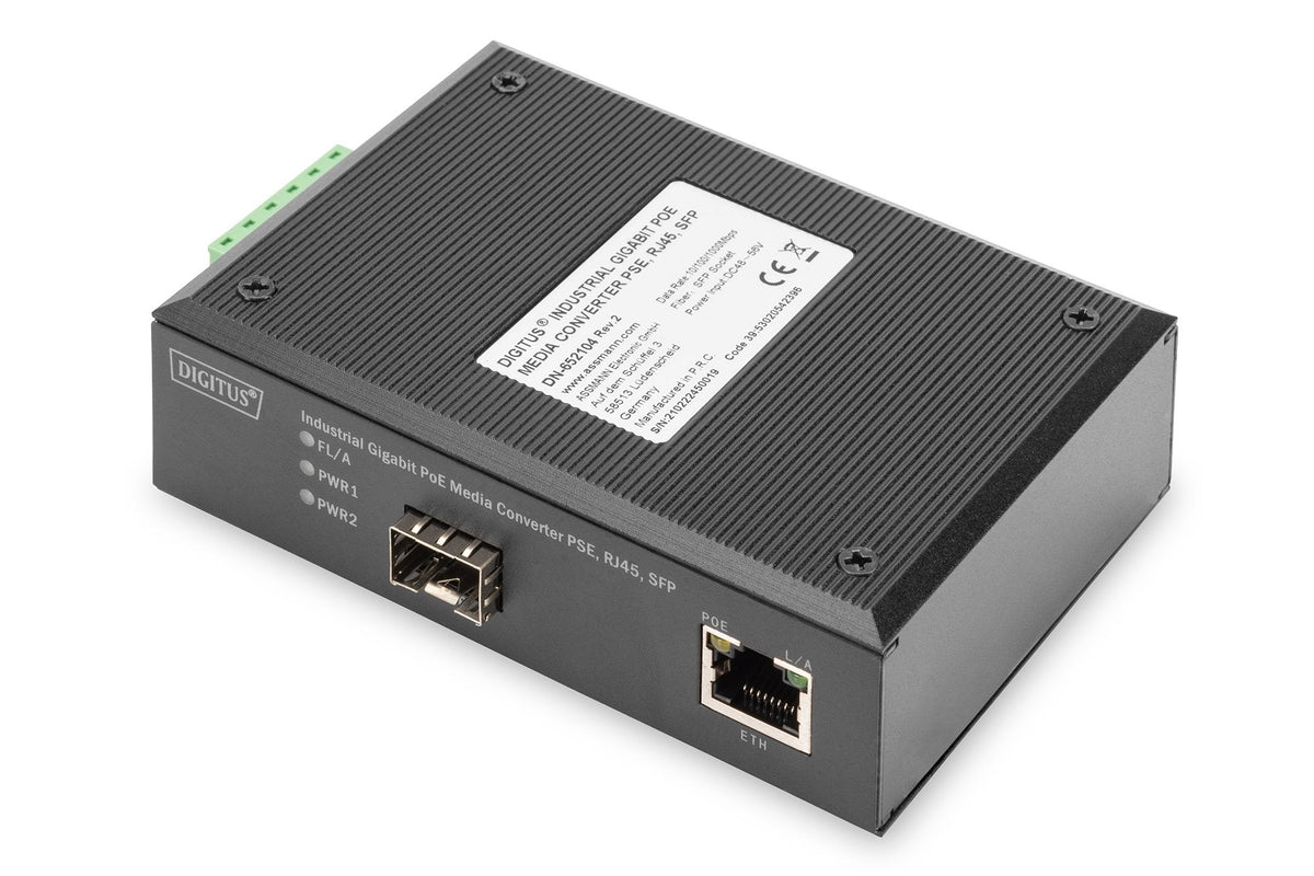 Digitus Convertidor Industrial Gigabit Media Rj45 Sfp Poe Pse