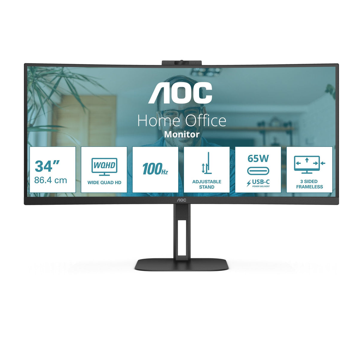 Monitor Aoc 34" Cu34v5c Value Line 1ms,Hdmi,Dp,Usb-C