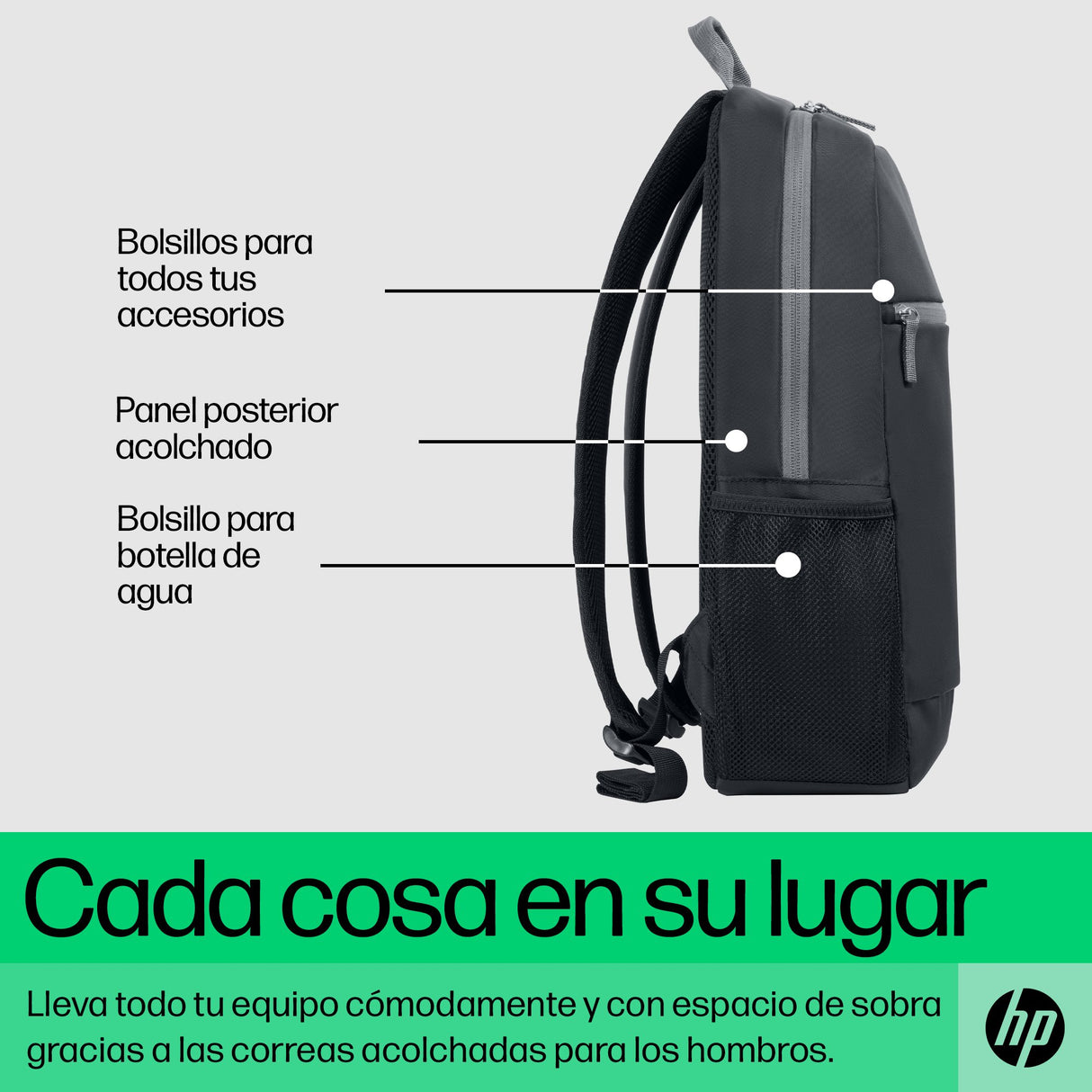 EAN 0198122297177 - HP 15.6 Laptop Backpack 39,6 cm (15.6") Negro, Gris imagen 4