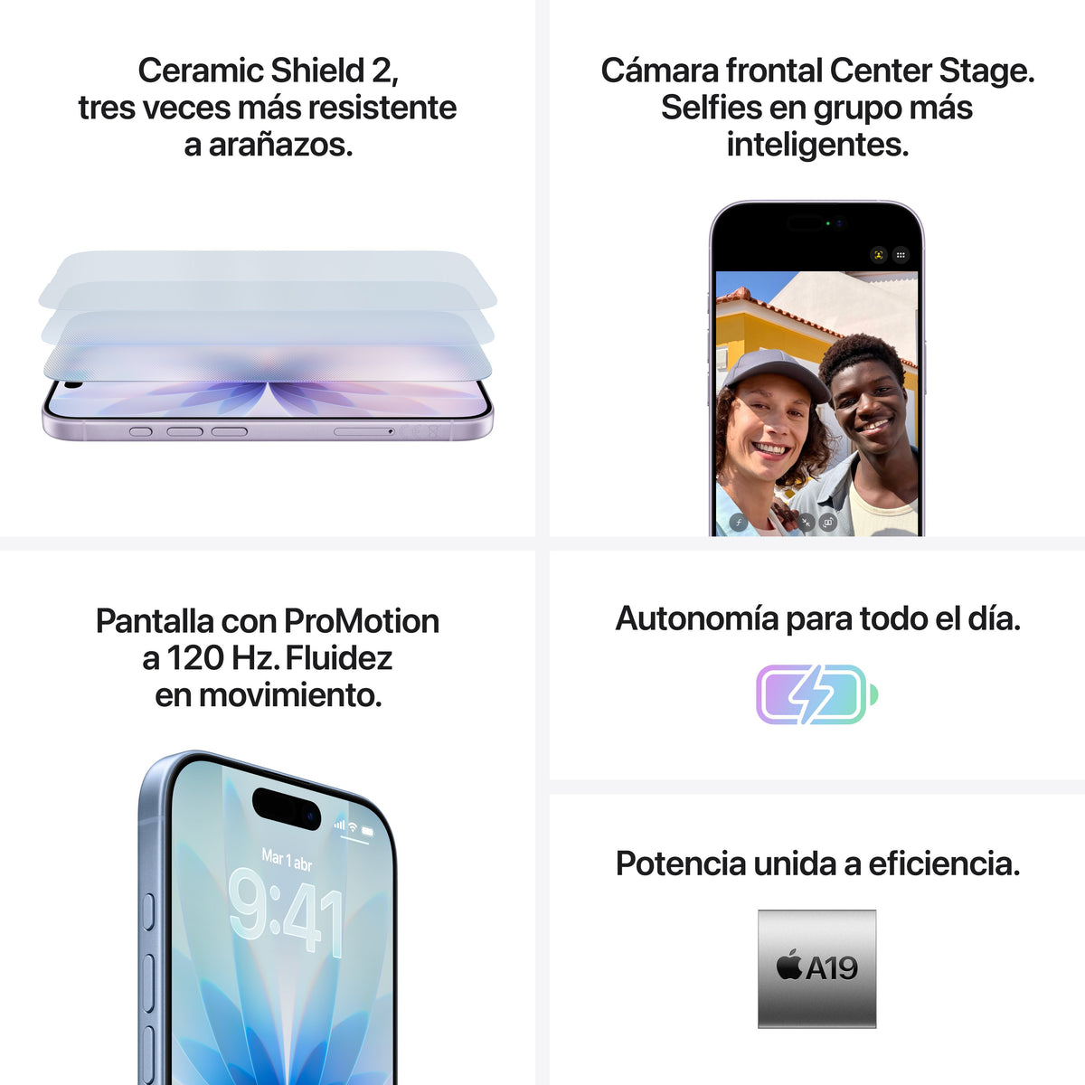 EAN 0195950644104 - Apple iPhone 17 16 cm (6.3") SIM doble iOS 26 5G USB Tipo C 256 GB Lavanda imagen 6