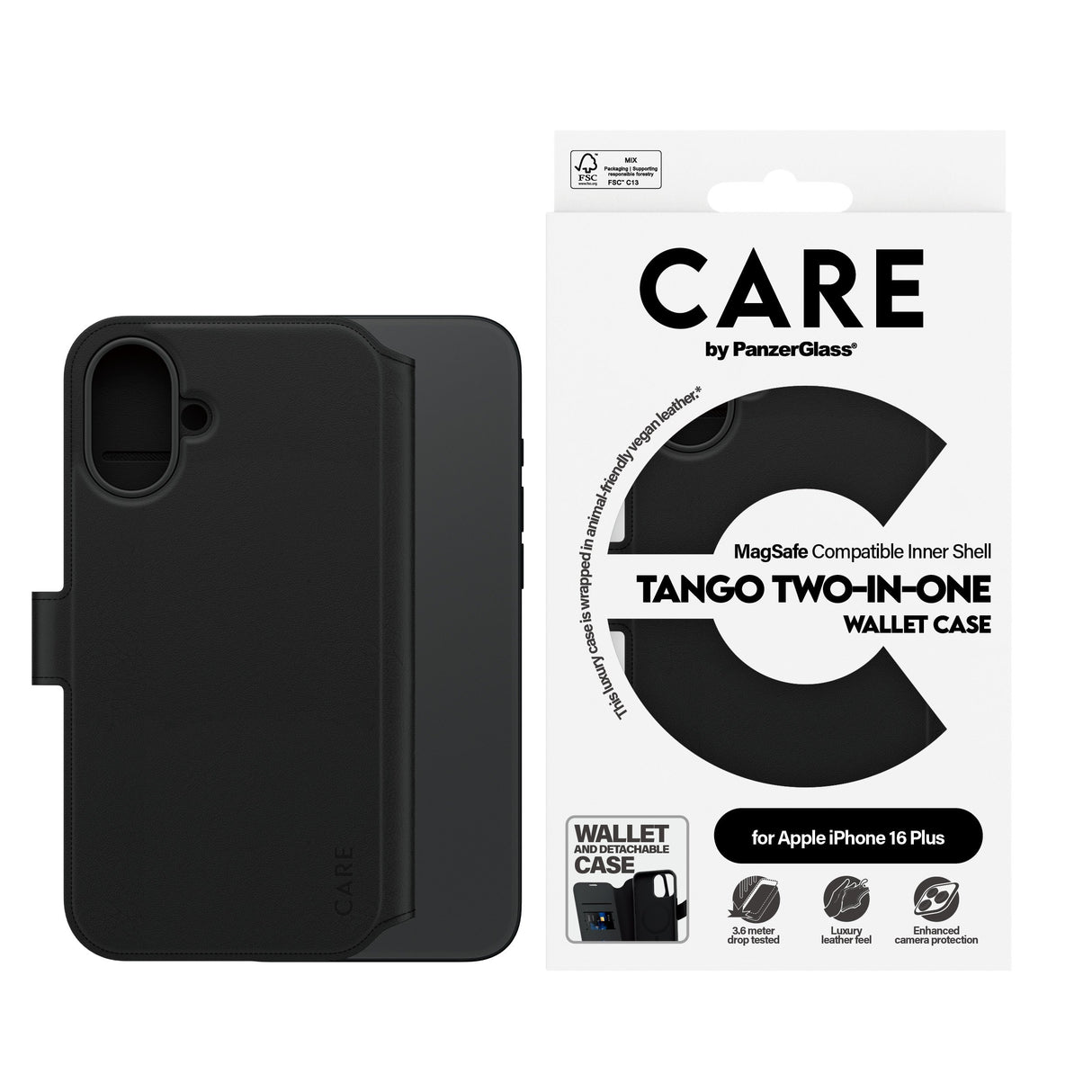 EAN 5715685003936 - PanzerGlass CARE™ by ® Tango 2-in-1 Wallet Case w. MagSafe iPhone 16 Plus funda para teléfono móvil Negro imagen 2