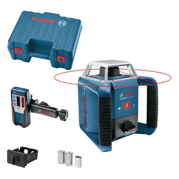 Láser Giratorio Bosch Professional Grl 400 H Professional, Con Trípode De Construcción Azul, Maletín, Línea Láser Roja 06159940jy