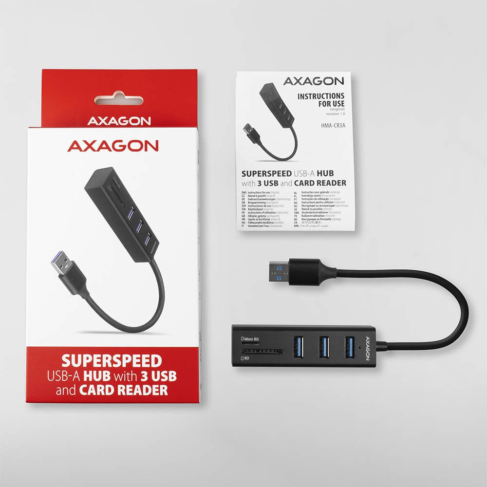 EAN 8595247905581 - Axagon HMA-CR3A base para portátil y replicador de puertos Alámbrico USB 3.2 Gen 1 (3.1 Gen 1) Type-A Neg imagen 6