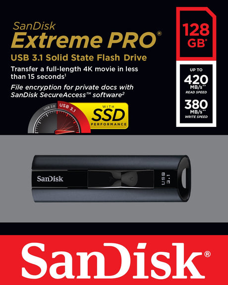 EAN 0619659152512 - SanDisk Extreme Pro unidad flash USB 128 GB USB tipo A 3.2 Gen 1 (3.1 Gen 1) Negro imagen 7