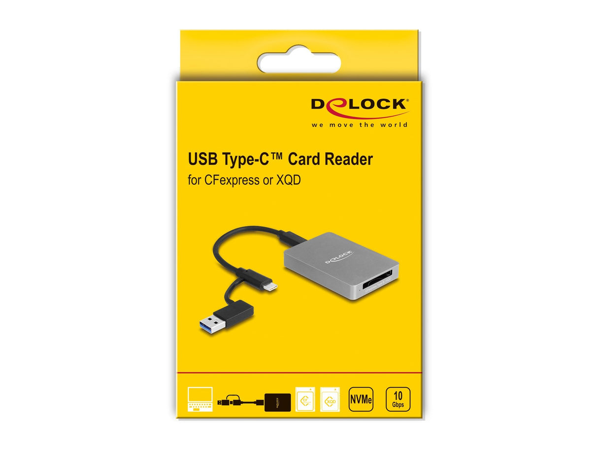 Delock 91008 Lector De Tarjetas Usb Type-C En Carcasa De Aluminio Para Tarjetas De Memoria Cfexpress O Xqd