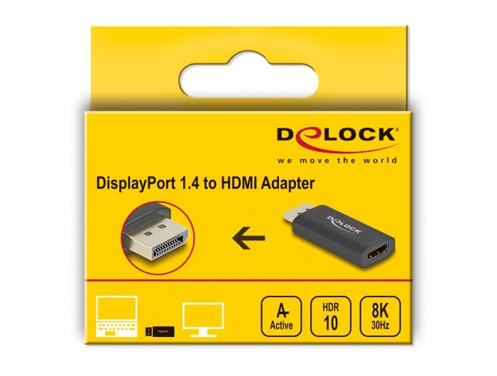 Delock 61055 Adaptador Displayport 1.4 Activo A Hdmi 8k Con Función Hdr