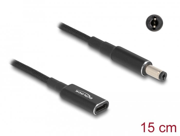 Delock 60039 Cable De Carga Portátil Usb Type-C Hembra A 5,5 X 2,1 Mm Macho 15 Cm
