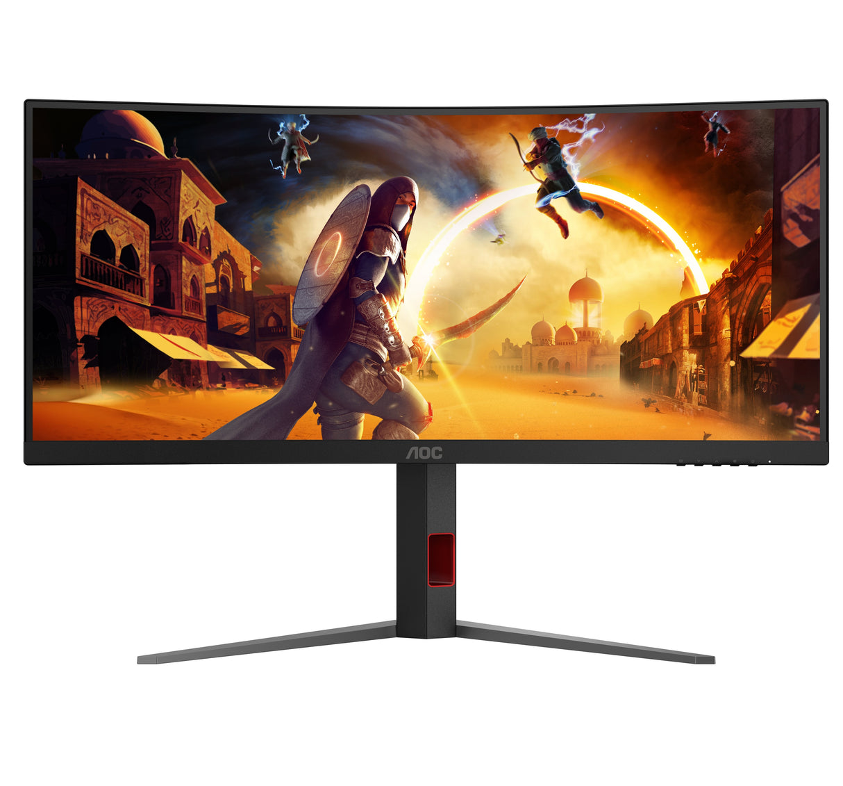Monitor Aoc G4 Cu34g4z 34" 3440 X 1440 Pixeles Wide Quad Hd Led Negro, Rojo