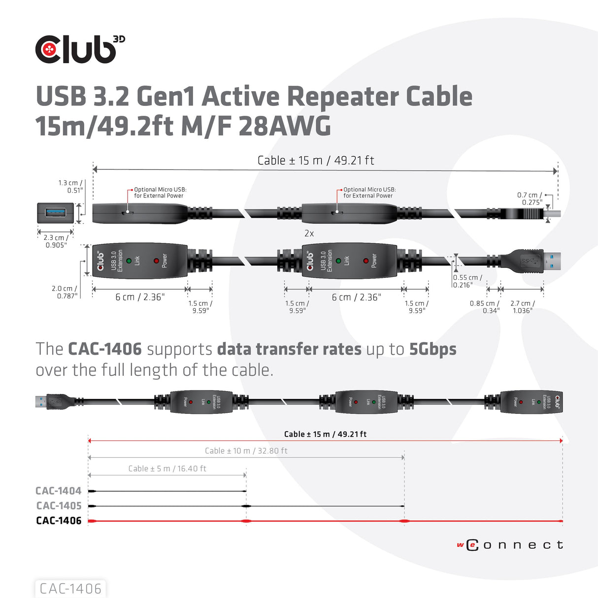 EAN 8719214471798 - CLUB3D CAC-1406 cable USB USB 3.2 Gen 1 (3.1 Gen 1) 15 m USB A Negro imagen 5