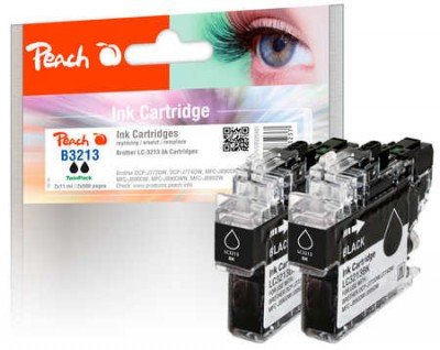Paquete Doble De Tinta Durazno Negra Pi500-255 (Compatible Con Brother Lc-3213bk)