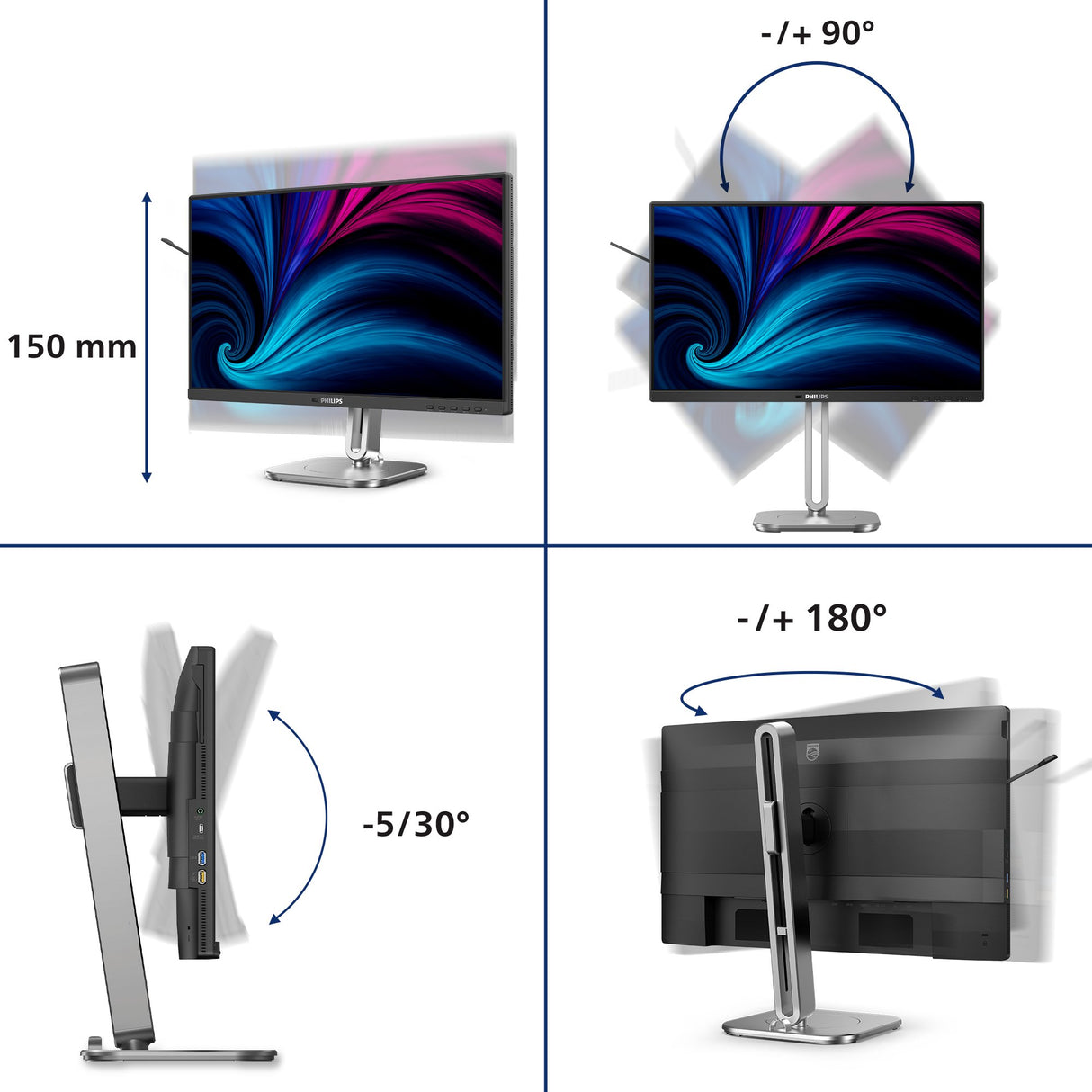 EAN 8721038003901 - Philips 4000 series 24B2U4301/00 pantalla para PC 60,5 cm (23.8") 1920 x 1080 Pixeles Full HD LCD Gris imagen 5