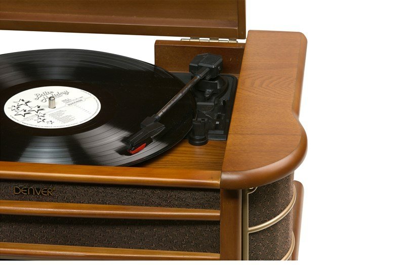 Denver Minicadena Mcr-50 Tocadiscos Cd Radio Am Fm Casette Retro