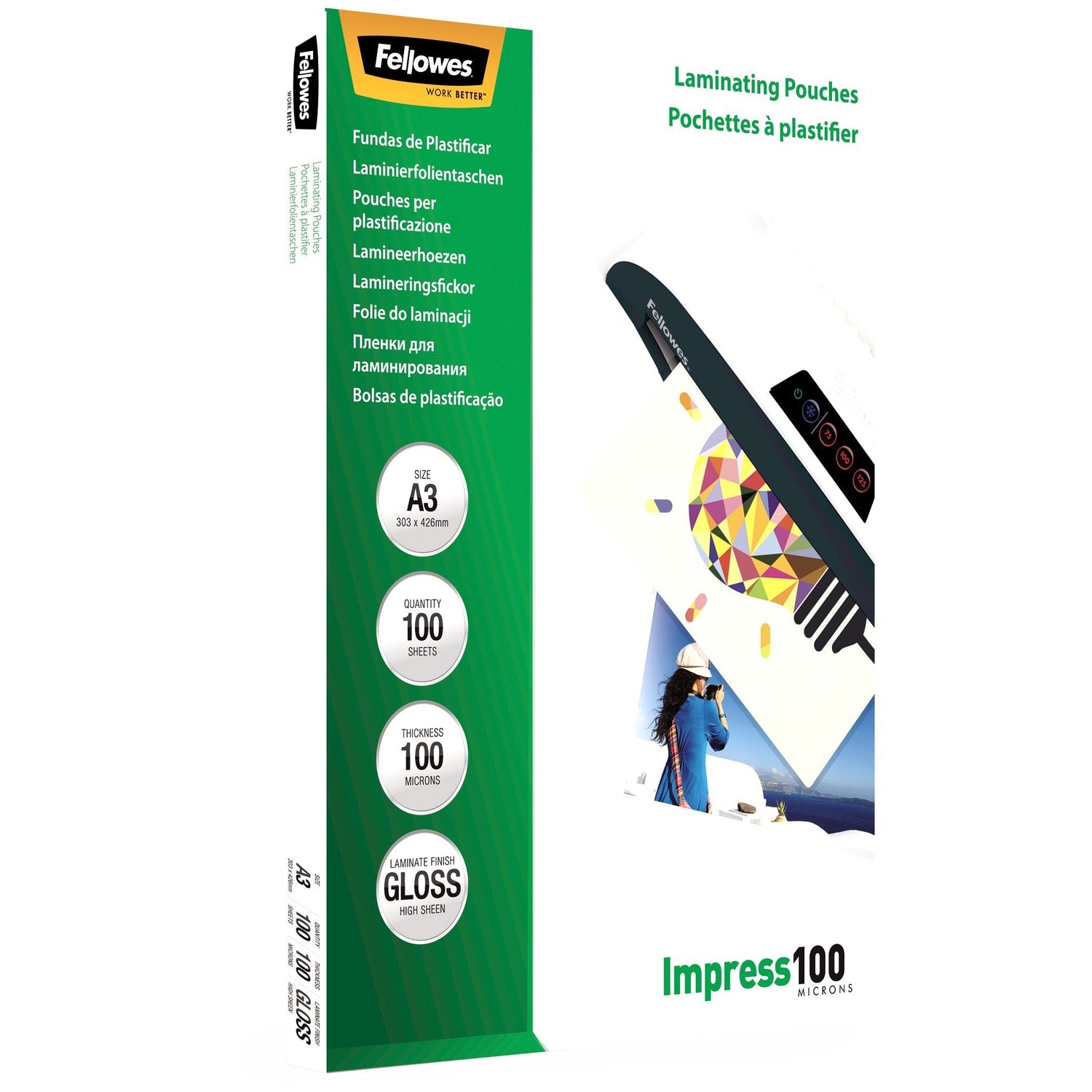 Fellowes Laminierfolie Impress A3 100mikron Glänzend 100p