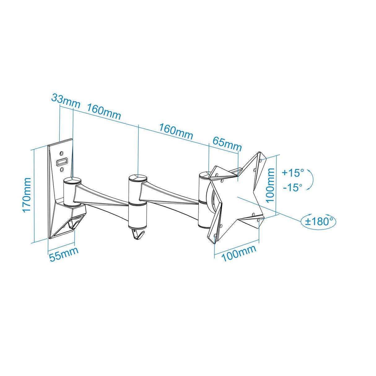 Tooq Soporte De Pared Con Brazo Articulado Para Tv De 13"-27" - Giratorio E Inclinable - Gestion De Cables - Peso Max