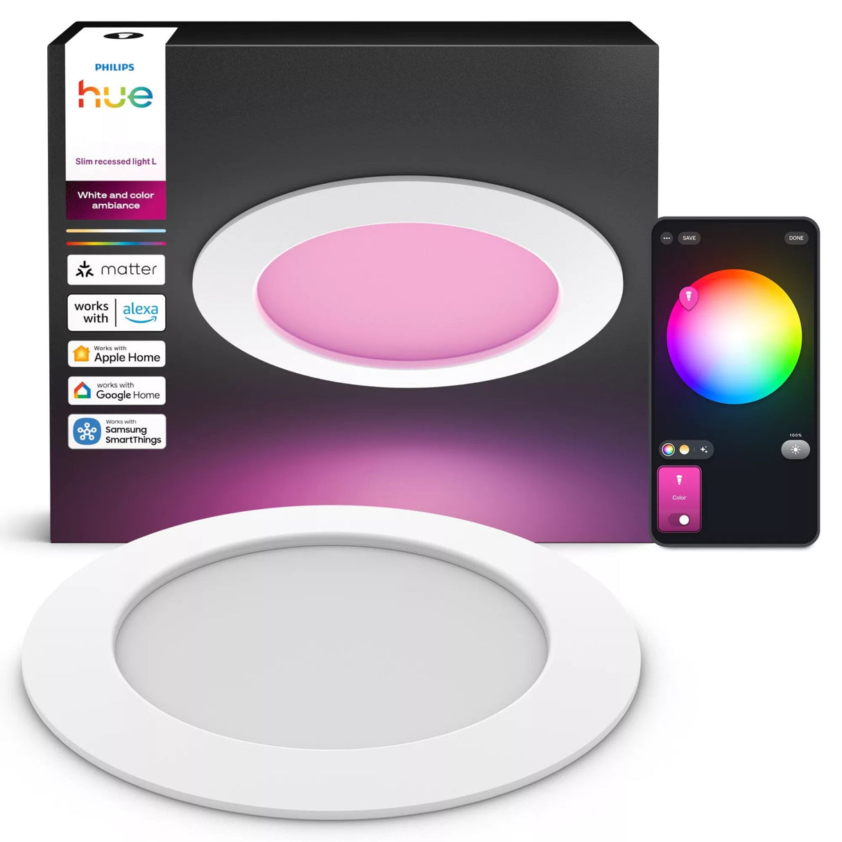 Philips Hue White&Col. Amb. Slim Recessed Light L Emea-White
