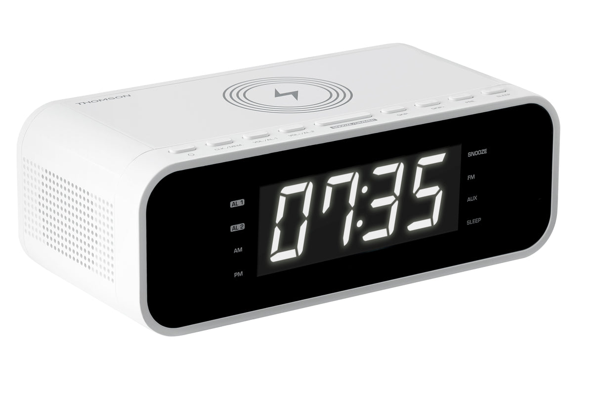 Thomson Cr221i Radio Reloj Despertador - Cargador Induccion - Usb - Doble Alarma - Blanco